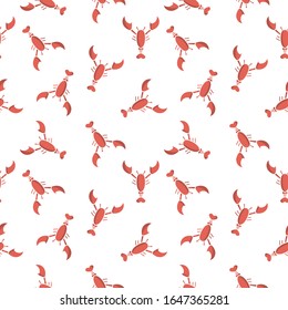 Pattern a drawing of a lobster. Basic symbol of a marine animal. Modular vector.