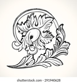 The pattern drawn in ink, in the form of moldings, Vector Baroque