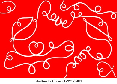 
Pattern drawn in one line. Lips and the word love in red. Seamless ornament for packaging, wallpaper, textiles, clothes.