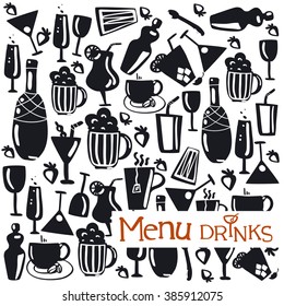 pattern, drinks menu. Vector background for design restaurant menu
