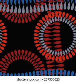 The pattern of drops in circles and curved bands, seamless vector background.