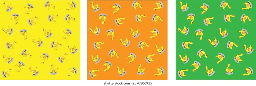 Pattern - A Duck image pattern in three different color background to use any cloths and background template.