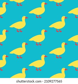 Pattern with ducks on blue back ground