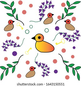 pattern with ducks and tree branch