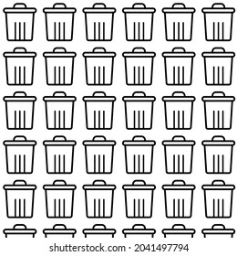 Pattern of dumpster buckets on a white background. Vector image with lines. Can be used as a background.