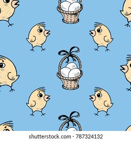 Pattern of the Easter baskets and chicks