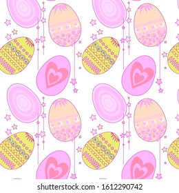 Pattern. Easter colorful eggs. Pastel shades.