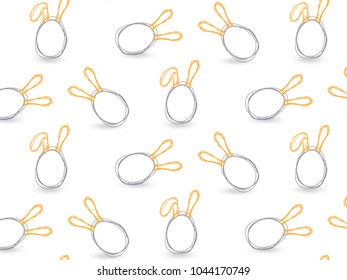 pattern with  Easter eggs with rabbit ears on the dark background.