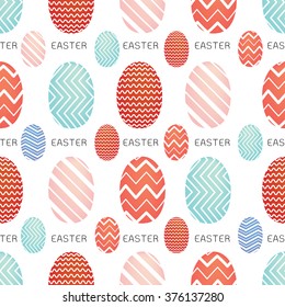 Pattern with easter eggs. Vector of easter eggs, can be used for wallpaper, cover fills, web page background, surface textures. Vector linen texture.