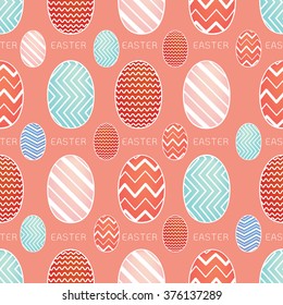 Pattern with easter eggs. Vector of easter eggs, can be used for wallpaper, cover fills, web page background, surface textures. Vector linen texture.