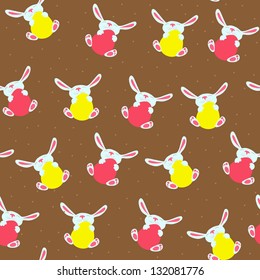The pattern with Easter rabbits and eggs
