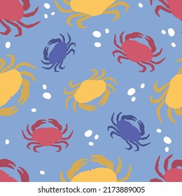 Pattern of easy colorful crabs. flat vector illustration. 