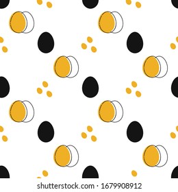 Pattern with egg on white background. Vector illustration