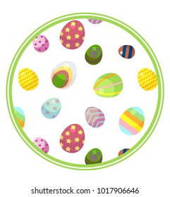 pattern from eggs with different patterns of different colors in form circle