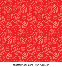 Pattern of the eggs on red background