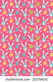 pattern of eggs and rabbits on pink background