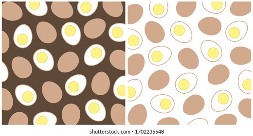 Pattern with eggs. Two backgrounds. Vector illustration.
