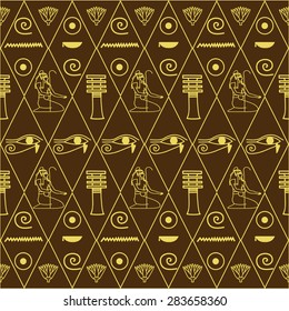 pattern of Egyptian hieroglyphics seamless vector illustration. Cloth design. 