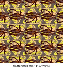 pattern Egyptian: pyramids and Egyptian symbol Eye of Horus