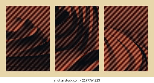 Pattern. Elegant background with curved wave lines. Sand dunes. Background with optical illusion. Vector illustration