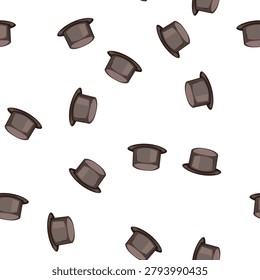 pattern elegant cylinder hat cartoon. vintage retro, gentleman black, man object elegant cylinder hat sign vector