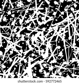 Pattern / element with random, scattered shapes. Rough texture. Abstract monochrome illustration