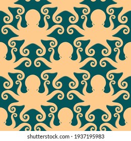 Pattern element with silhouette of octopus. Background. Vector illustration.