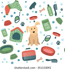 pattern of elements and accessories for dog 