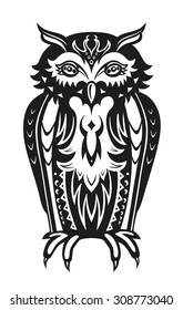 Pattern elements in a form of owl made in vector
