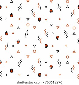 Pattern elements geometric in white background. Memphis colors in popular weird theme.