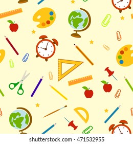 pattern with elements of school supplies