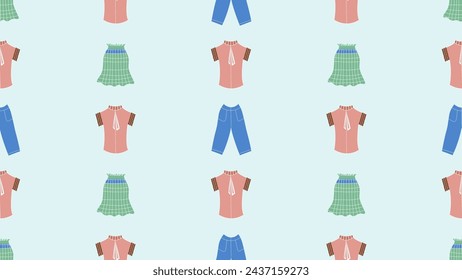 A pattern of elements of women's clothing and accessories