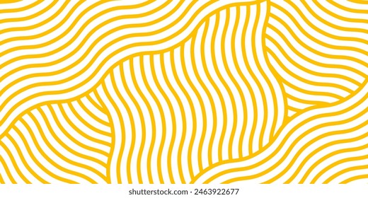 Pattern with elements of yellow noodles on white. Abstract background with spaghetti in graphic form. Design for a Chinese cafe restaurant