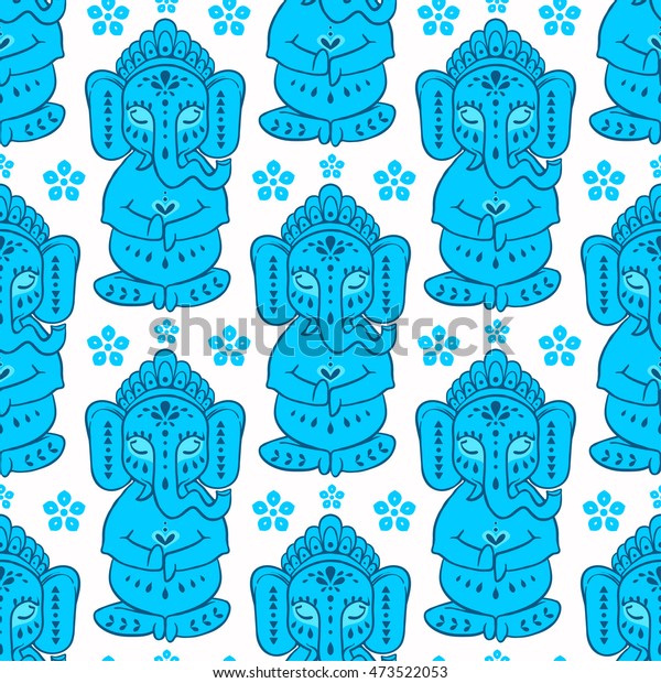 Pattern Elephant Ganesha Hindu God Illustration Stock Vector