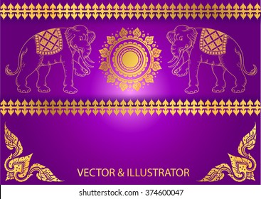 pattern Elephant outline thai tradition svg
