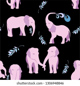 Pattern of elephants. Pink elephant. large animal.