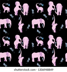 Pattern of elephants. Pink elephant. large animal.