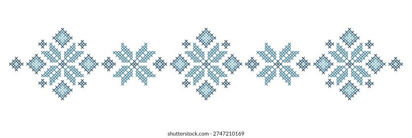 The pattern is embroidered with a cross stitch. Traditional Ukrainian ornament with flowers.