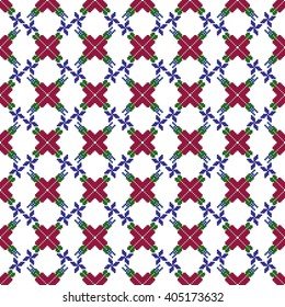 pattern for embroidery seamless. Pixel Mosaic. Red, blue, green color. Vector Image. For textile and light industry, design, printing, presentations.