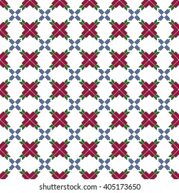 pattern for embroidery seamless. Pixel Mosaic. Red, blue, green color. Vector Image. For textile and light industry, design, printing, presentations.
