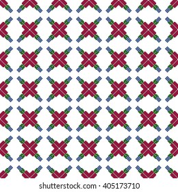 pattern for embroidery seamless. Pixel Mosaic. Red, blue, green color. Vector Image. For textile and light industry, design, printing, presentations.