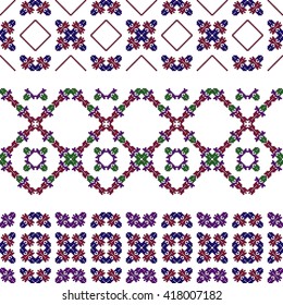 pattern for embroidery seamless. Pixel Mosaic. Red, blue, green color. Vector Image. For textile and light industry, design, printing, presentations.