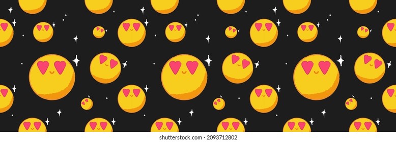 Pattern with emoji. Vector cartoon illustration.