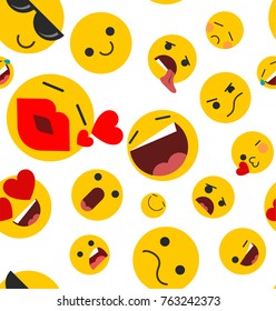 Pattern of emoticons set  in a flat design