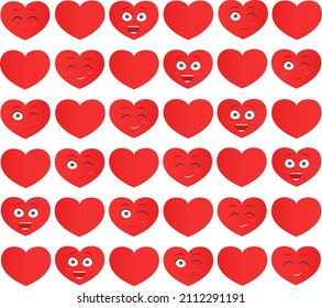 Pattern with emotional hearts.Happy hearts with a smile.Suitable for Valentine's Day