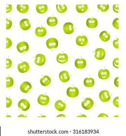 Pattern with emotions apple on white background