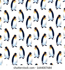 pattern of emperor penguins on white background vector illustration design