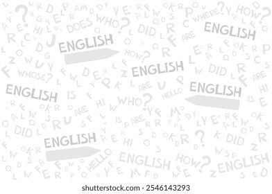 Pattern from English language doodles. Seamless pattern. Background on the theme of school, grammar, education, learning, literacy, spelling.  Education Vector illustration.