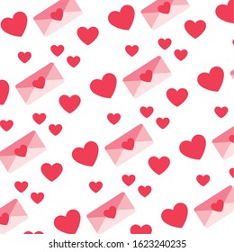pattern of envelope with heart , valentines day vector illustration design