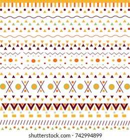 Pattern with ethnic african signs on white background. Tribal traditional design